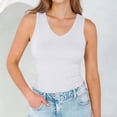 thumbnail image 6 of Tank Top for Women V Neck Summer Sleeveless T Shirt Tunic Casual Solid Color Loose Fit Blouses White, 6 of 9