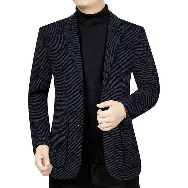Traje de primavera y otoño para hombre de mediana edad, traje casual de una pieza para papá delgado, ropa superior, chaqueta de traje para hombre sin planchar