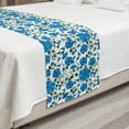 thumbnail image 2 of Floral Bed Runner, Blooming Poppies Leaves Spring Tones Hand Drawn Sketch Repetitive, Decorative Accent Bedding Scarf for Hotels Homes and Guestrooms, King, Emerald and Deep Sky Blue, by Ambesonne, 2 of 2