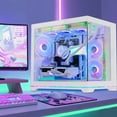 thumbnail image 5 of Hoengager Gaming PC AMD Ryzen 7 9800X3D, Radeon RX 9060 XT 8G, 32GB DDR5, 1TB M.2 SSD, 850W PSU, RGB Liquid Cooling, RGB Fusion 2.0, Windows 11 -White, 5 of 12