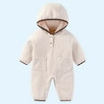thumbnail image 2 of Busydd Baby Girls' Clothing 3 Months-3 Years Solid Color Long Sleeve Fleece Baby Boy Romper Warm Comfy Button Hooded Toddler Boy Clothes, 2 of 3