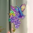thumbnail image 4 of Stained Glass Hummingbird Suncatcher, Ruroz 8 inch Stained Glass Window Hanging Yard Décor with Flowers, Sun Catcher for Home Decor, Garden, Patio Bird Window Art Gift for Nature and Bird Lovers, 4 of 7