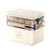 Ohufall 3 Tier Portable Plastic Storage Box With Handle Multipurpose Organizer For Family First Aid Kit Home Travel Storage