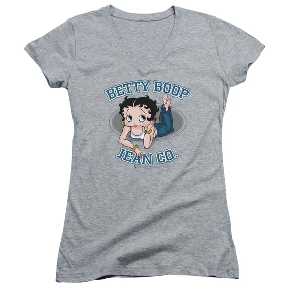 Betty Boop Jean Co Junior Women's T-Shirt V-Neck Athletic Heather