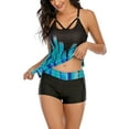 thumbnail image 4 of Aayomet Womens Tankini Bathing Suits Print Two Swimsuits Strappy Set Women Plus Piece Size Swimdress Back Swimwears Tankinis Set,Blue XXL, 4 of 5