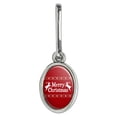 thumbnail image 1 of Merry Christmas Holiday Reindeer Antiqued Oval Charm Clothes Purse Suitcase Backpack Zipper Pull Aid, 1 of 3