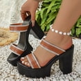 thumbnail image 6 of Xdegoge Platform Sandals Women Chunky High Heel Slides Rhinestone Double Strap Summer Beach Shoes Sparkling Slip On Fashionable Dressy Outdoor Casual Open Toe, 6 of 9
