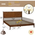 thumbnail image 4 of Acacia Haven King Size Bed Frame and Headboard Solid Wood Platform Bed, King Bed Frame 800 lbs Capacity, Scandinavian Signature Wood Bed Compatible with All Mattresses, Walnut, 4 of 9