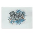 thumbnail image 1 of Pug Cutting Board, Dog Face with Floral Arrangement with Flowers Animal Fun Illustration, Decorative Tempered Glass Cutting and Serving Board, Large Size, Teal Grey, by Ambesonne, 1 of 1
