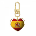 thumbnail image 1 of Spain National Flag Soccer Football Gold Heart Keychain Metal Keyring Holder, 1 of 3