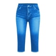 thumbnail image 5 of Kilaqueen Jeggings for Women Pull On Skinny Capri Jeans Stretchy High Waisted Faux Denim Capri Leggings Casual Cropped Yoga Pants, 5 of 5