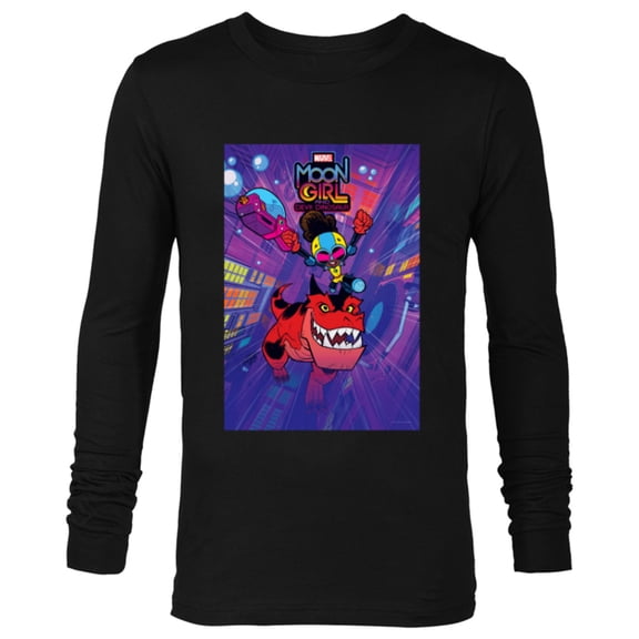 Marvel Moon Girl and Devil Dinosaur Series Poster and Logo - Long Sleeve T-Shirt for Men - Customized-Black