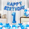 thumbnail image 4 of Happy Birthday Banner Bunting Blue Party Balloons Confetti Latex Balloon Party Birthday Banner DecorationsStyle:1st;, 4 of 6
