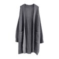 thumbnail image 2 of Stichou Women's Open Front Cardigan Oversized Chunky Knit Sweater Long Lantern Sleeve Outwear with Pocket 2025 Fashion Gray XL, 2 of 4