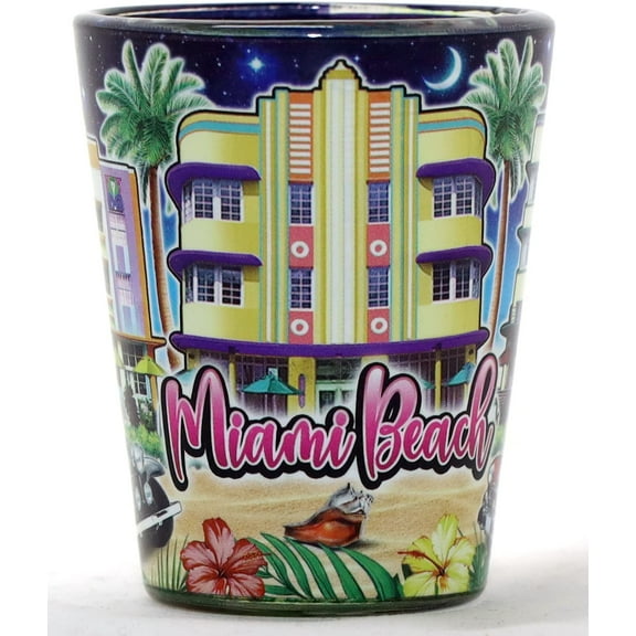 Miami Beach Florida Hotels Night In and Out Shot glass