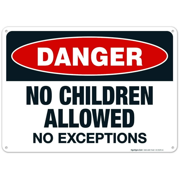 Danger No Children Allowed No Exceptions Sign, Pool Sign,