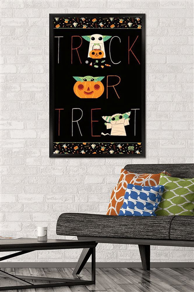 Star Wars: The Mandalorian - Grogu Trick Or Treat Wall Poster, 22.375" x 34", Framed