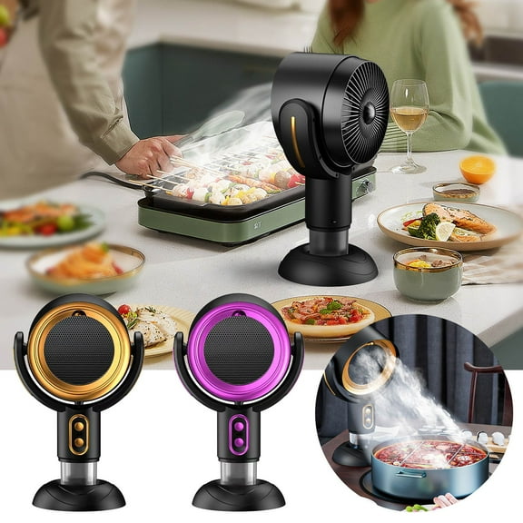 Portable Range Hood, USB Rechargeable Tabletop Exhaust Fan, 2 Adjustable Wind Speeds, Removable Oil Collection Cup, Suitable for BBQ, Hot Pot and Rv Kitchen (Black Orange)