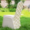 thumbnail image 3 of Balsa Circle 10 Champagne Satin Raised Roses Spandex Stretchable Banquet Solid Chair Covers Slipcovers, 3 of 8