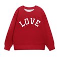 thumbnail image 6 of Tao Tao Kids Girls Boys Casual Crewneck Sweatshirt Classical Letter Graphic Prints Blouses Long Sleeve Tops Cute Pullover Loose Fit For Valentines Day Red 7 Years, 6 of 7