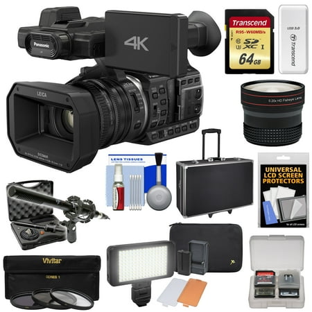 Panasonic HC-X1000 4K Ultra HD Wi-Fi Video Camera Camcorder with Fisheye Lens + 64GB Card + Case + LED Light Set + Microphone Set + Accessory