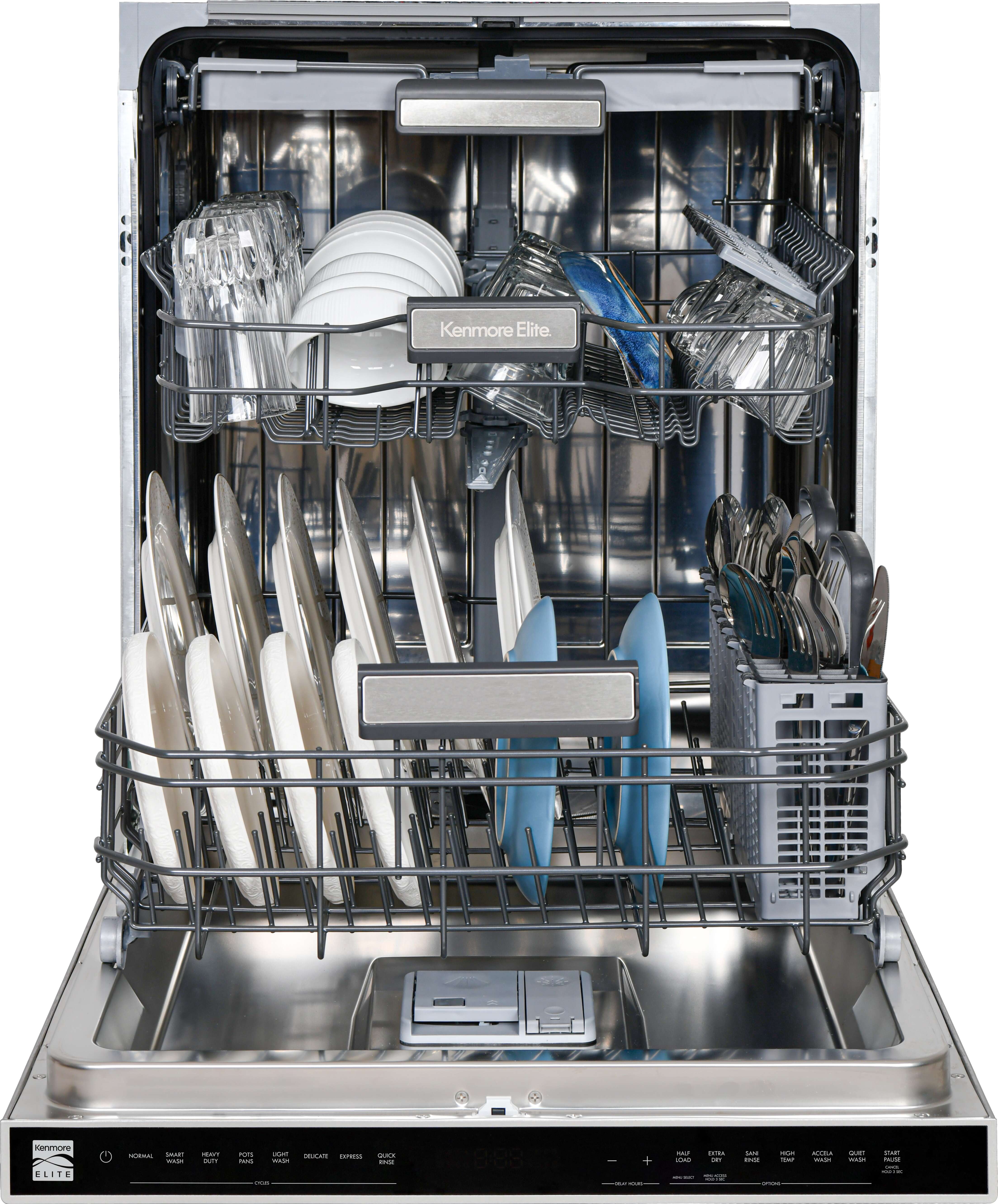 Kenmore Elite 24” Built-in-Dishwasher w/ 3rd Rack & Direct Wash & Turbo Dry with Handle-SS