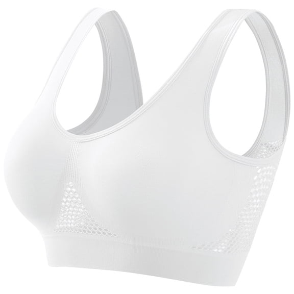 PMVFHDE Women Bra Pure Color Daily Casual Running Yoga Wirefree Sports Bra Seamless Breathable No Padding White
