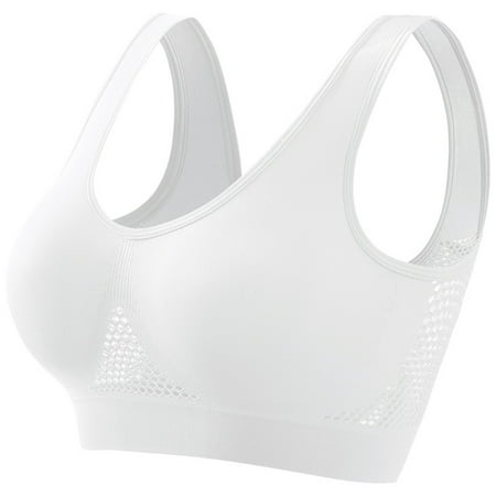 Quealent Breathable Cool Liftup Air Bra 2024 Seamless Wireless Plus Size Lingerie Women  Large Size Sports Bras Underwear (White 5XL)