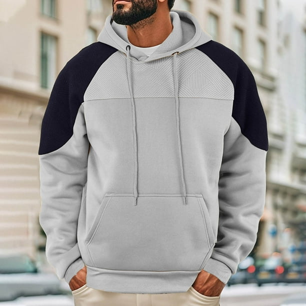 WILLBEST Sudaderas para Hombre Men'S Casual Loose Colorbl Ocked Hooded Sweatshirt Chica