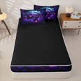 thumbnail image 4 of Homewish Hipple Death Skull Zipper Twin Comforter Sets with Fitted Sheet and 2 Pillowcases,Retro Purple Rose Zipper Bedding Set,Happy Halloween Bed Set,Black Reversible,4pcs, 4 of 8