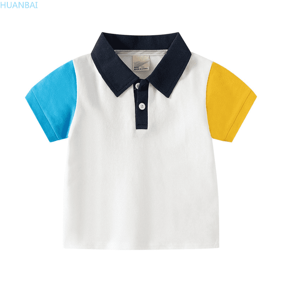 HUANBAI Boys' Casual Color Blocked Sweat Absorbent Shirt 3 9 Years Boys Basic Tees 5-6 Years