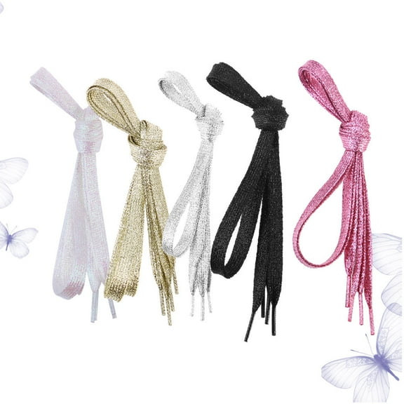 Beaupretty 5Pcs Assorted Color Pearlescent Flat Shoelace for Shoe with Metallic Glitter and Lasting Knot