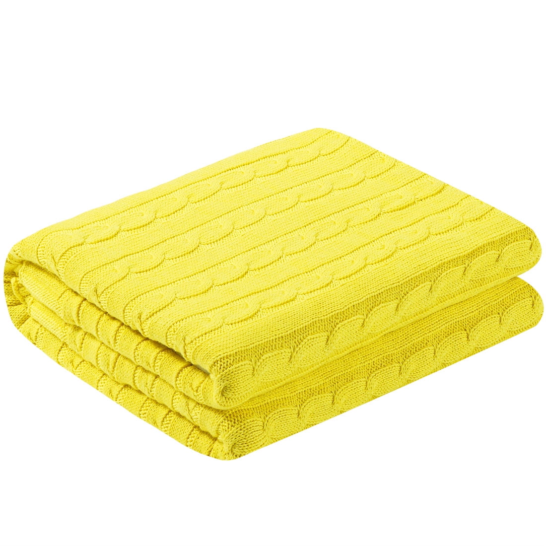 Piccocasa Weighted Cotton Blanket Decorative Cable Throw Knit Blankets