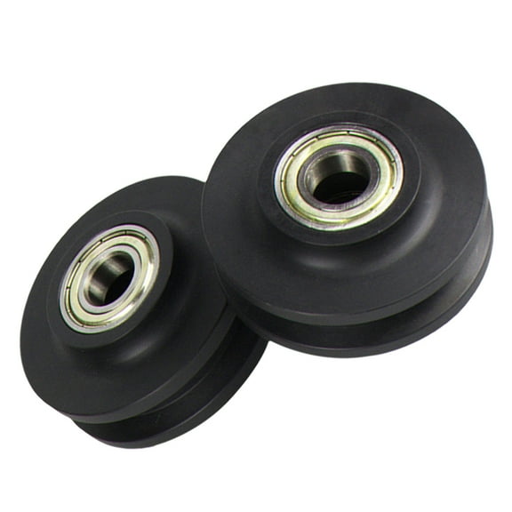 Worgeous  2 Pcs Garage Door Pulley Groove Wheel Roller Bearing Sliding Black