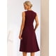 thumbnail image 4 of Vestidos de oficina de trabajo midi de línea A sin mangas con cuello redondo a rayas para mujer Borgoña S, 4 of 6