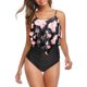 thumbnail image 1 of Lucakuins Traje de baño Switmsuit Bikini Set para mujer Trajes de baño de una pieza Top Ruffled Racerback con parte inferior de talle alto Tankini Set Lucakuins moda, 1 of 3