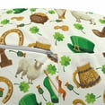 thumbnail image 3 of Clover Pouf Cover with Zipper, Irish Culture Themed Pattern Beer Horse Shoe Coin Pot Leprechaun Hat, Soft Decorative Fabric Unstuffed Case, 30" W X 17.3" L, Ivory Multicolor, by Ambesonne, 3 of 5