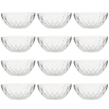 

12 Pcs/2 Set Diamond Glass Salad Bowl Practical Rice Soup Fruits Dessert Storage Bowl with Box for Home Kitchen Use (Transparent)