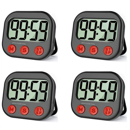 4X Kitchen , Digital Visual Magnetic Clock Stopwatch Countdown , LCD Screen Display for Cooking