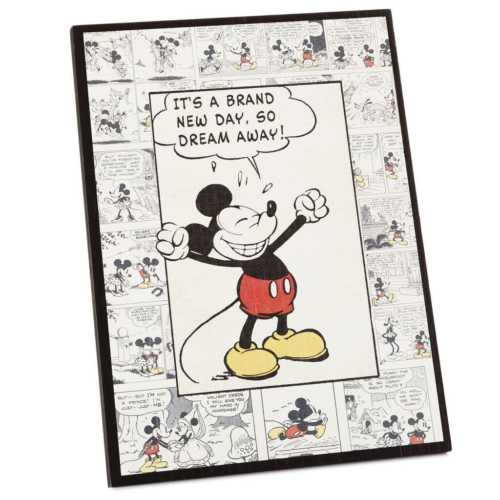 Hallmark Disney Mickey Mouse New Day Comic Strip Wood Quote Sign New Walmart Com