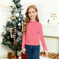 thumbnail image 4 of Ruyang Girls Ruffle Shirt Kids Long Sleeve Cotton Base Layer Top Winter Cute Trendy Thermal Plain Soft T Shirt, 4 of 6