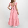 thumbnail image 3 of HAYIMI Child Girls Summer Dress Elegant Square Neck Sleeveless Backless Party Casual Fashionable Special Occasion Back To School Swing Flowy Kids Sundress, 3 of 4