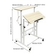 thumbnail image 5 of Loyalheartdy 24" Mobile Stand Up Desk Adjustable Height Rolling Desk with 2USB Socket for Home Office (Oak), 5 of 12