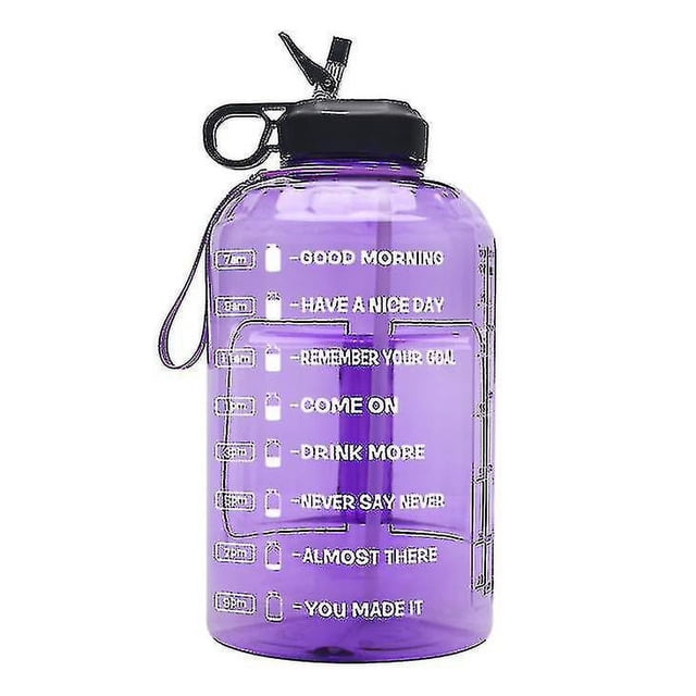 Hidratación con botella de agua grande de 3,78 l con recordatorio de marcador de tiempo motivacional (hy)