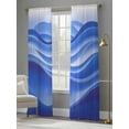 thumbnail image 4 of Blue Gradient Sheer Curtains 108 Inches Long 2 Panels Fluid Wave Art Light Filtering Semi Sheer Window Curtains Drapes for Bedroom Living Room 52"x108", 4 of 7