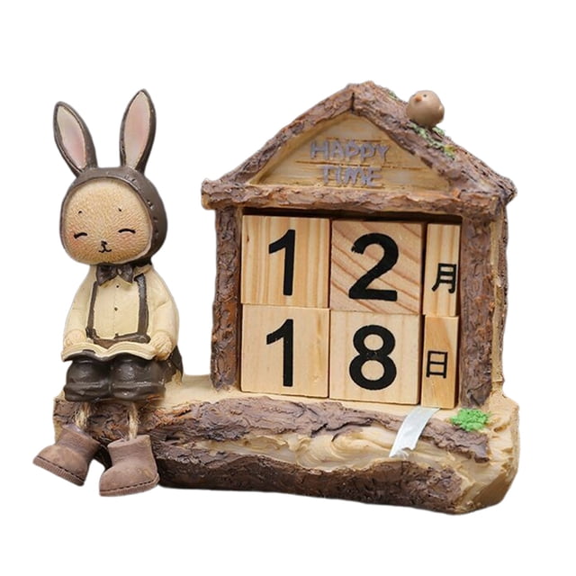 Wooden Building Blocks Easter Tabletop Calendar, Reusable Wooden Ornament Crafts with Combination Design for Home Decor