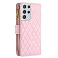 thumbnail image 4 of PU Leather Wallet Case for Samsung Galaxy S21 Ultra 6.8 Inch, Soft TPU Shockproof Protective Phone Cover with Kickstand Magnetic Clasp Card Slots Wrist Strap Zipper Pocket Case for Women Girls,Pink, 4 of 14