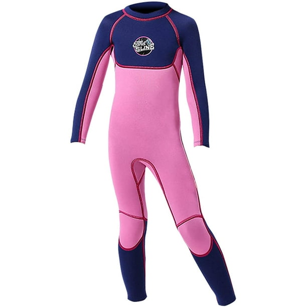 Kids Girls 3mm Neoprene Wetsuit One Piece UV Protection Thermal Swimsuit  for 2-12 Years 