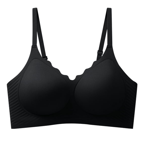 SMihono Women's Ice Silk Bras No-Wire Lifting Bra with Fixed Cup Soft Support Seamless Side Breast Collection Women Daily Bra Black 6