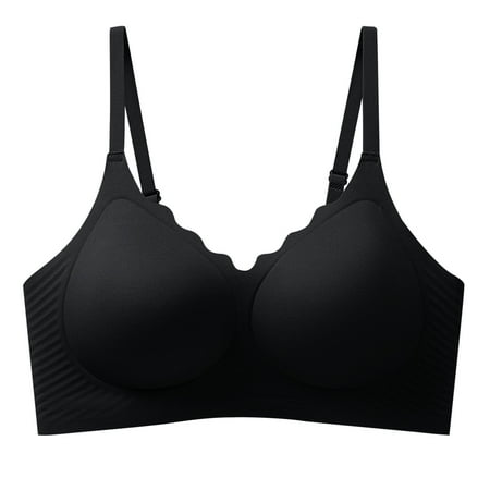 Gnurob Plus Size Bralettes for Women Push Up Bralette Comfort Wireless Bras Adjustable Straps Underwear Full Coverage lingerie Hide Back Fat Underwear Clearance Saving Black Medium